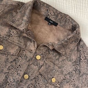 Fate | Brown Snakeskin Faux Suede Cropped Jacket